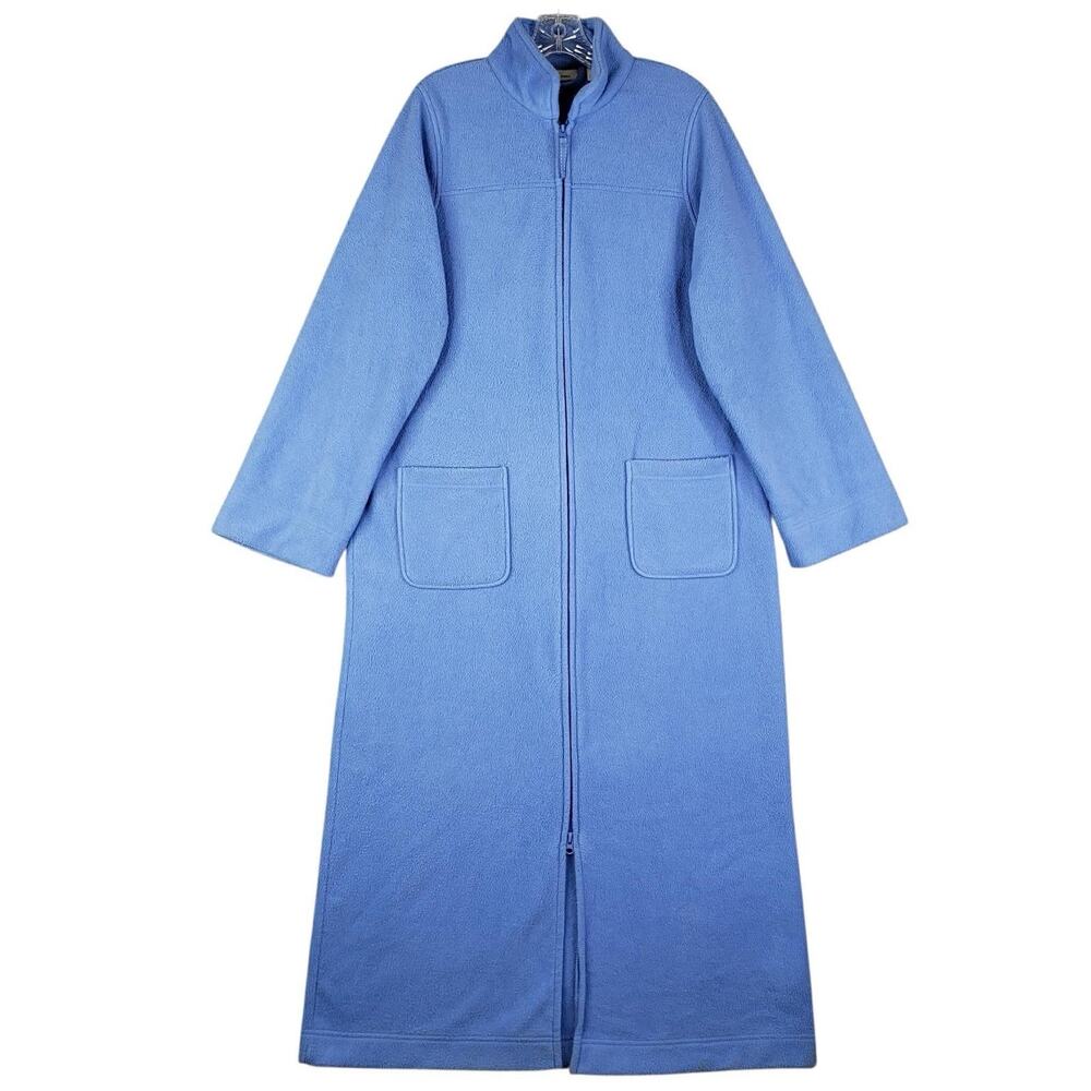 LL Bean Robe Fleece Full Zip Blue Women’s Size Medium M Pockets Long Sleeve - Picture 2 of 12